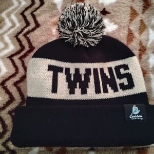 Cushion Coffee Black and Cream Pom-Pom Beanie